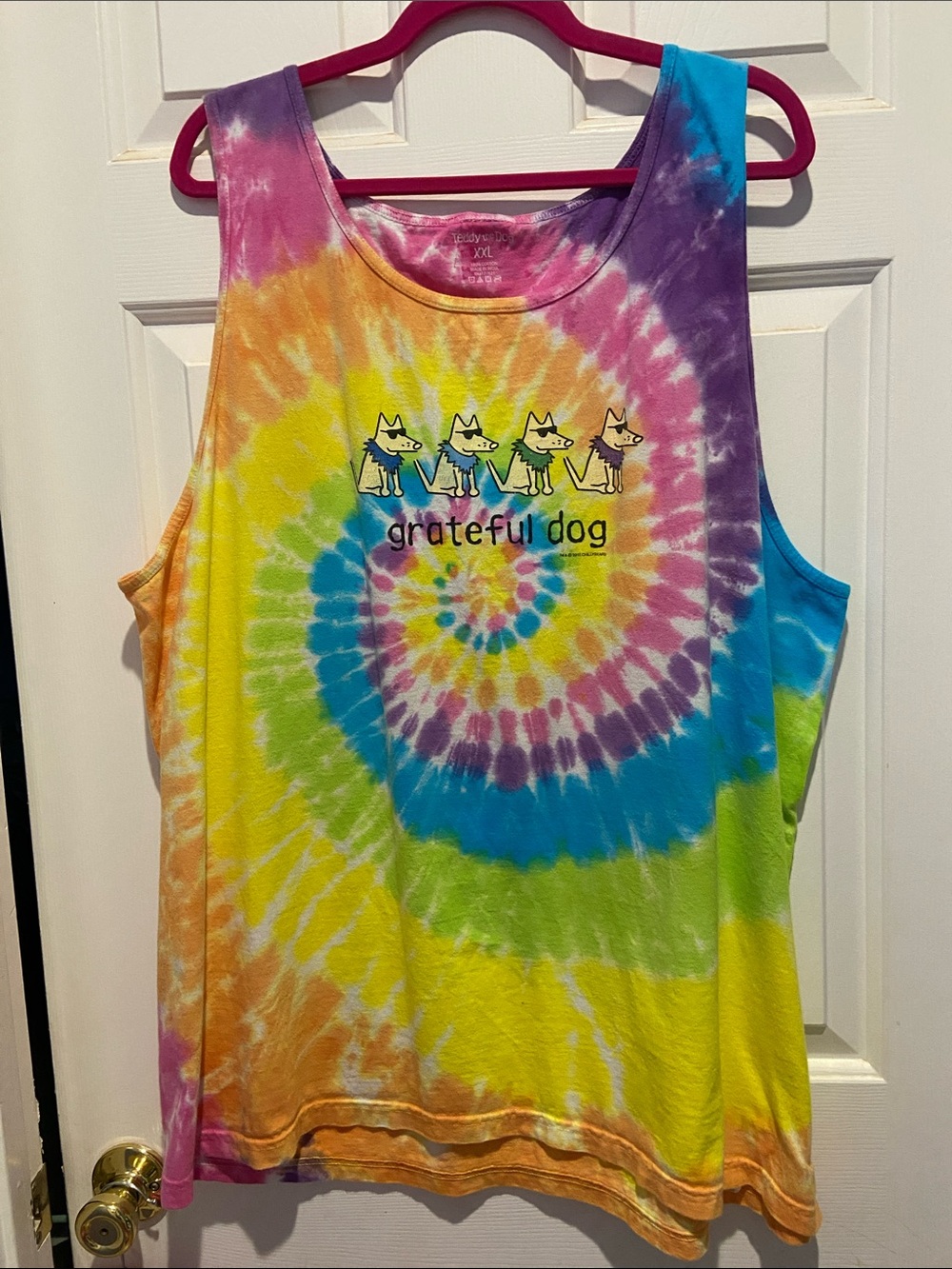 Teddy The Dog - Grateful Dog Tie Dye Tank Top - XXL